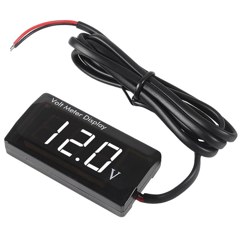 XIITIA DC 12V Car Digital Voltmeter LED Display DC 5-28V Voltage Volt Meter Waterproof Gauge for Car Motorcycle (White) - Image 1